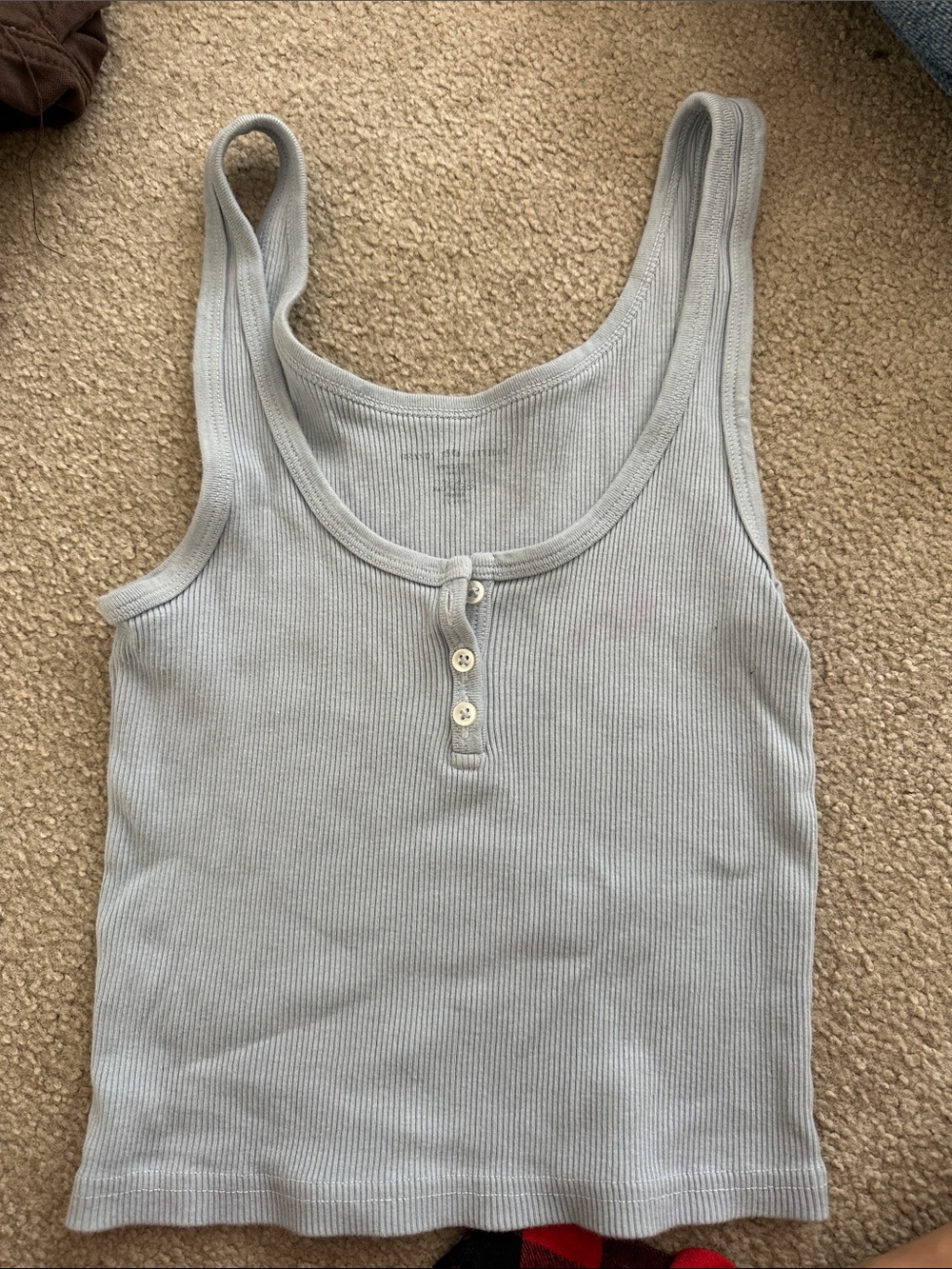 Brandy Melville Women’s Light Gray Ribbed Henley Tank Top